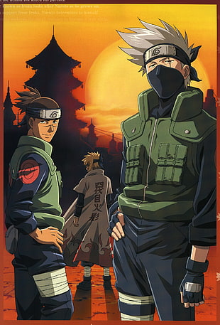 Naruto Kakashi digital wallpaper, Naruto Shippuuden, Umino Iruka, Hatake Kakashi, Namikaze Minato