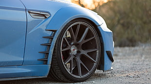 blue vehicle and black multi-spoke vehicle wheel, BMW, BMW 650i, Vossen, Prior Design