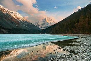 blue lake, lake, nature, forest, landscape HD wallpaper
