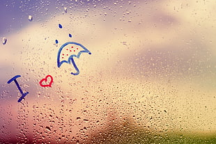 clear glass mirror, rain, love, window, water drops HD wallpaper