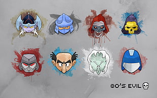 eight assorted characters illustration, 1980s, cartoon, Voltron, Teenage Mutant Ninja Turtles