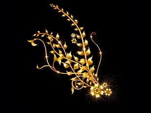 brass flower decor in black background