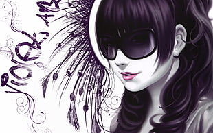 woman wearing sunglasses sketch HD wallpaper