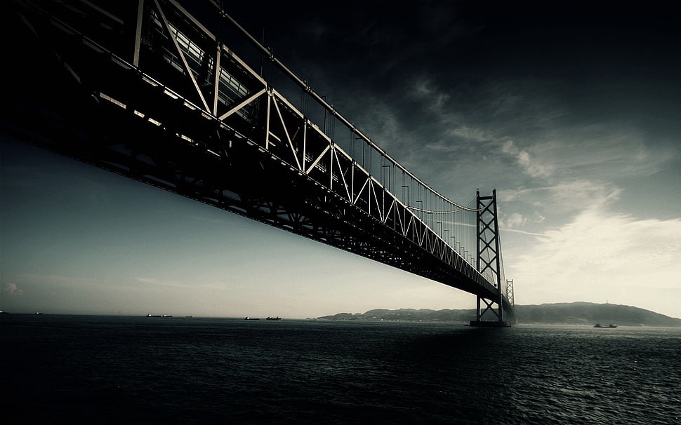Golden Gate Bridge, USA, bridge, San Francisco, dark, sea HD wallpaper