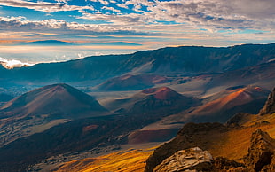 bird's eye view photo of mountains, mountains, volcano, clouds, Maui