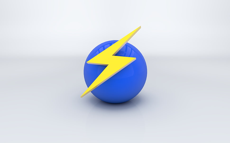 photo of lightning illustration on blue ball HD wallpaper