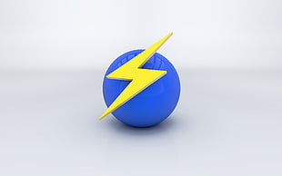 photo of lightning illustration on blue ball HD wallpaper