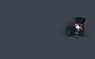 skeleton operating computer digital wallpaper, pirates, internet, computer, minimalism