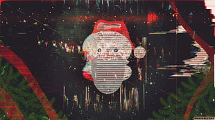 Santa Claus illustration, glitch art, New Year, snow, santa HD wallpaper
