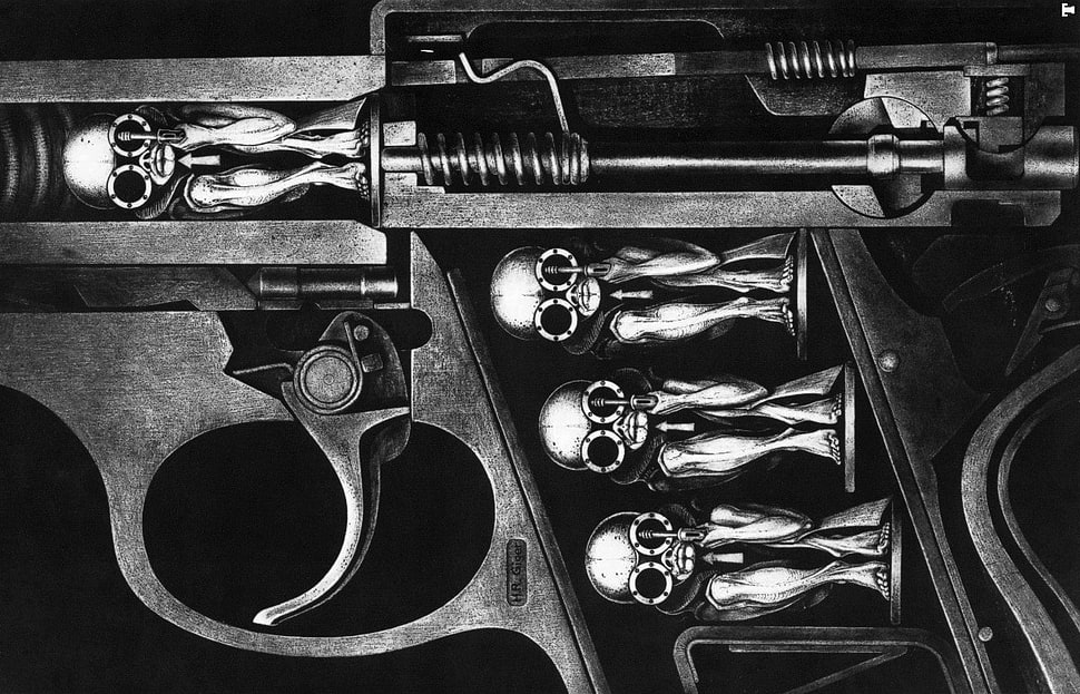 gray alien-shaped gun bullets HD wallpaper