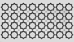 white and black star print, tiles, shapes, minimalism, mirrored