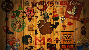 brown wooden framed with cartoon graffiti