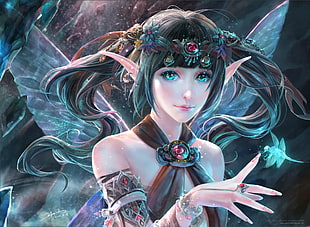 female anime character digital wallpaper, elves, fantasy art