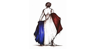 male character digital wallpaper, France, sketches, flag
