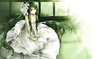 Anime Girl in white dress illustration