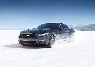 black Ford Mustang HD wallpaper