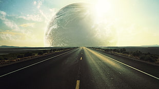asphalt road, highway, photography, science fiction HD wallpaper