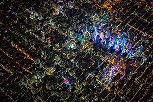 city buildings, New York City, USA, night, city