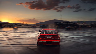 red car, drift, car HD wallpaper