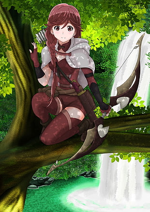 female anime character holding bow