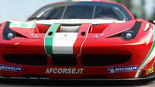 red and white Ferrari sports car, car, video games, racing simulators, Assetto Corsa
