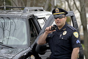 police man using CV radio