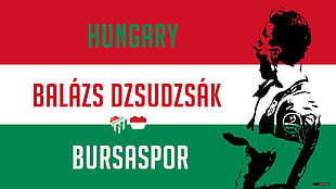 green, red, and white text on flag background, Balazs Dzsudzsak, Bursaspor, soccer, soccer clubs