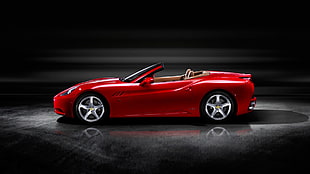 red and black convertible coupe, Ferrari California, Ferrari, red cars, car