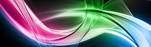 pink, green, and blue flame digital wallpaper, multiple display, colorful, shapes, digital art