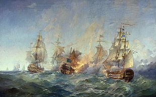 photo of sail ship painting HD wallpaper