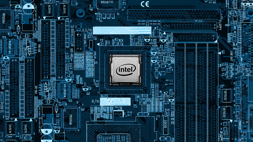 black Intel computer motherboard, Intel, motherboards, IT, computer HD wallpaper