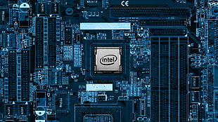 black Intel computer motherboard, Intel, motherboards, IT, computer HD wallpaper