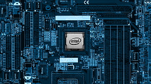 black Intel computer motherboard, Intel, motherboards, IT, computer