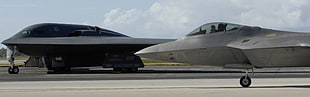 gray fighter jets, Northrop Grumman B-2 Spirit, F-22 Raptor, strategic bomber, Bomber