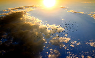 clear blue sky and sunset during daytime
