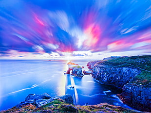 multicolored cliffs painting, landscape HD wallpaper