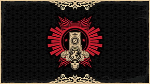 black, red, and beige skull graphic decor, digital art, video games, TotalBiscuit, Zooc