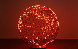 red and white table lamp, planet, Earth, artwork, wire