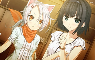 two female anime characters digital wallpaper, Monobeno, Alishima Alice, Chima (Monobeno), animal ears