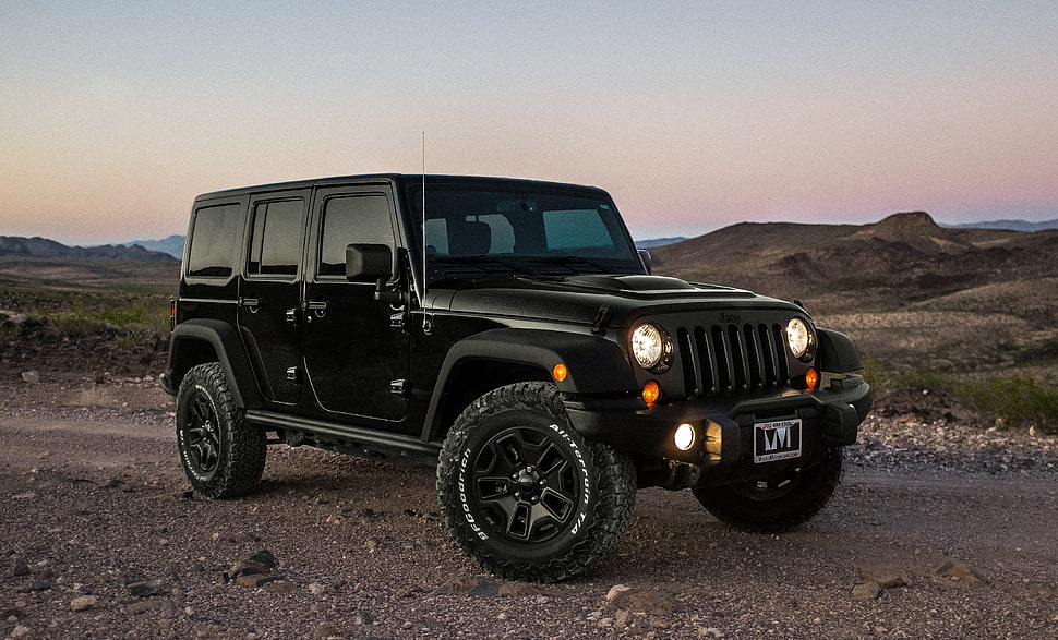 black Jeep Wrangler, Suv, Side view, Black HD wallpaper