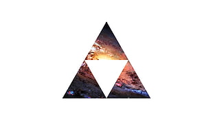 triangle brown and white logo, The Legend of Zelda, galaxy, Triforce