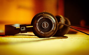 black corded headphone, music, headphones, Grado Labs HD wallpaper
