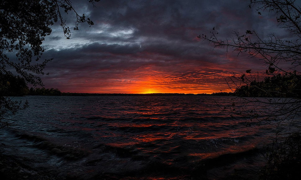 blue sea, sunset HD wallpaper