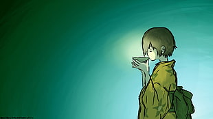 animated painting of person drinking from bowl, digital art, Mushishi, anime