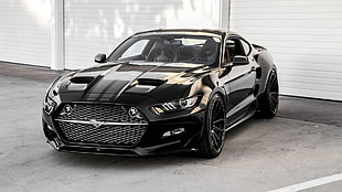 black car, Ford Mustang GT, car