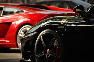 black Ferrari car parked, car, Ferrari