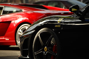 black Ferrari car parked, car, Ferrari HD wallpaper