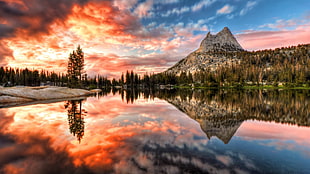 body of water and mountain, California, landscape, USA, sky