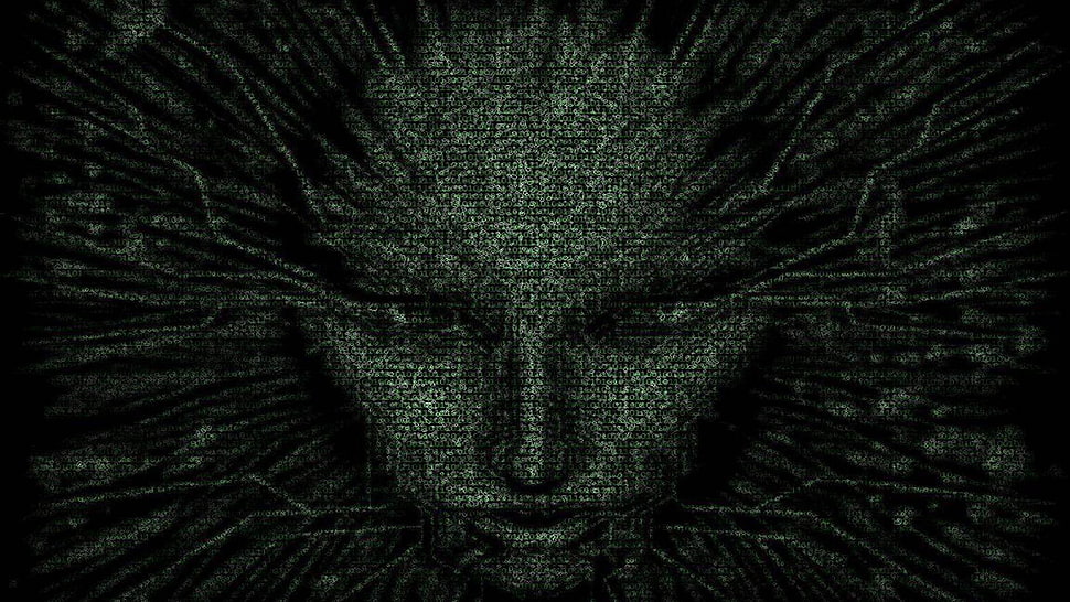 human's face poster, System Shock 2, abstract, face, Shodan HD wallpaper