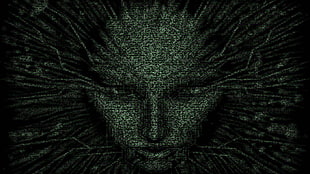 human's face poster, System Shock 2, abstract, face, Shodan